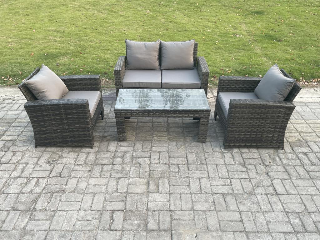 4-Seater Rattan Garden Furniture Set, Garden Sofa Set with Coffee Table NGFD78303