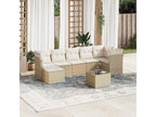 8-piece garden furniture set with cushions, beige woven resin WWTW95580