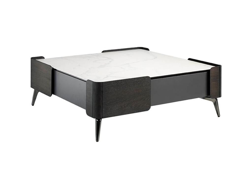 Laviecasa LCFV30048 marbled porcelain coffee table with steel legs