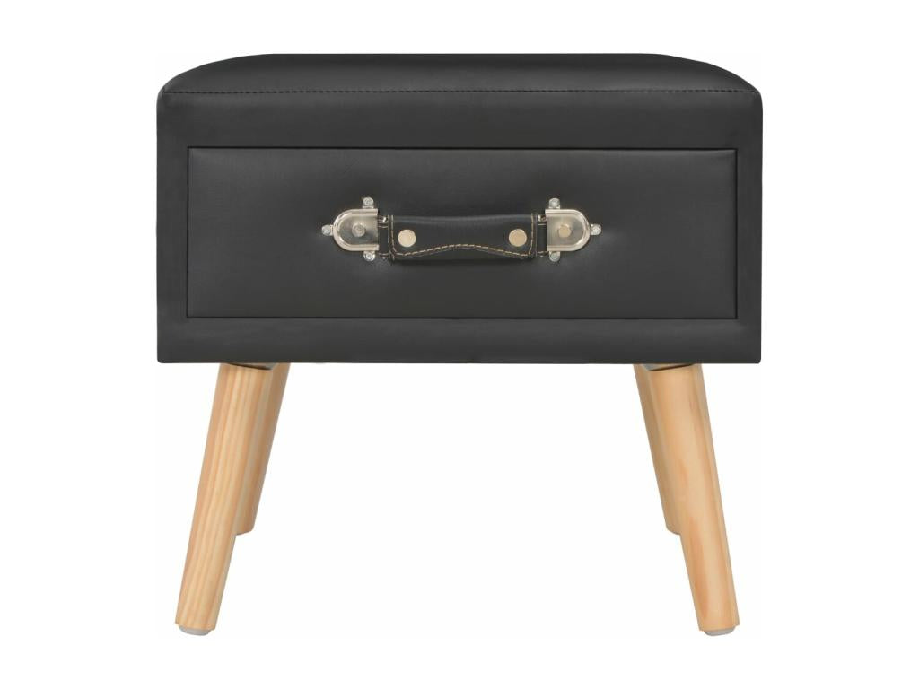 Black bedside table, 40x35x40 cm, faux leather