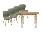 Extendable round table with turned legs, D105, 4 fabric chairs - VICTORIA EDGK35232