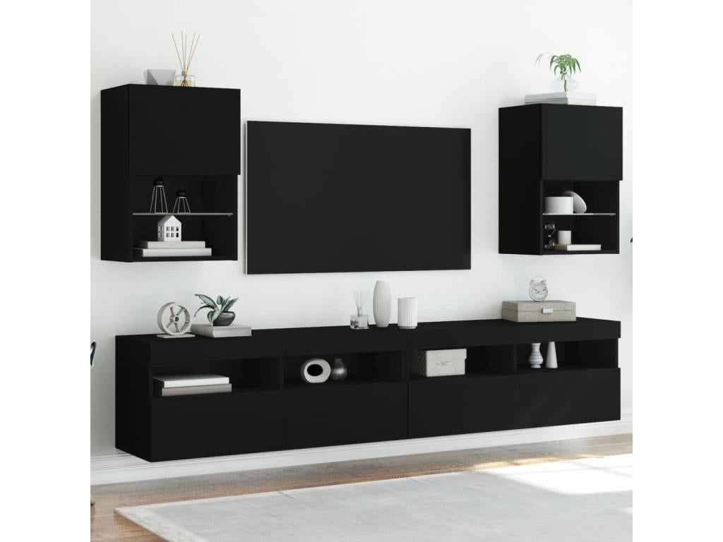 TV stand with Laviecasaères LED 2 pcs black 40.5x30x60 cm KQYF94439