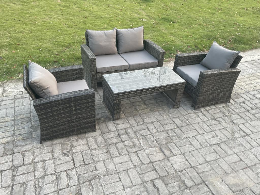 4-Seater Rattan Garden Furniture Set, Garden Sofa Set with Coffee Table NGFD78303