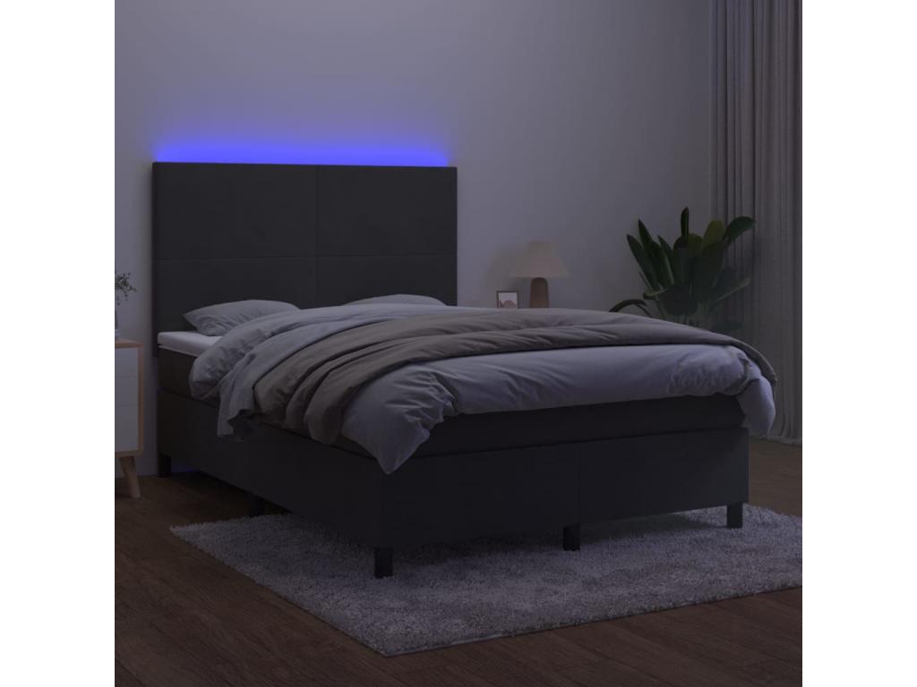 Laviecasa bed base with LED mattress, dark grey, 140x190 cm, XFMR87991