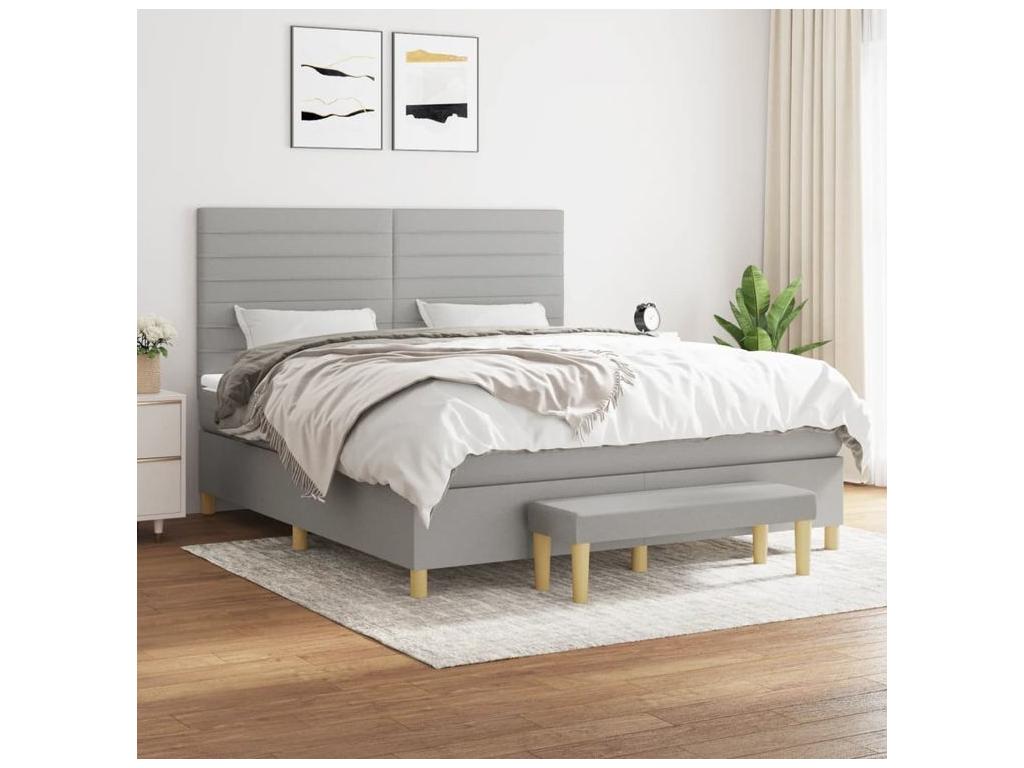 Meubiana bed base with light grey mattress 180x200 fabric