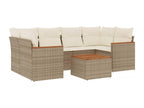 7-piece beige resin wicker garden furniture set with cushions RAPT19531