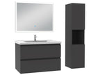 Bathroom furniture set, 60cm single sink, column, illuminated mirror, Anthracite - Laviecasa ILKN74290