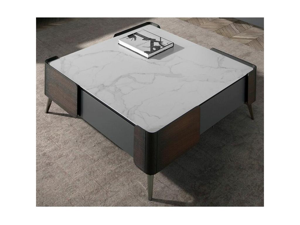 Laviecasa LCFV30048 marbled porcelain coffee table with steel legs