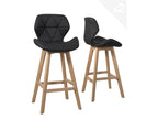Set of 2 Scandinavian bar stools, 67cm, quilted faux leather, wooden legs, FATA black SJRQ66383