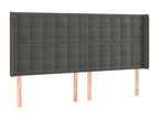 Headboard with wings, Dark Grey, 203x16x118/128 cm, Velvet, AUOM76450