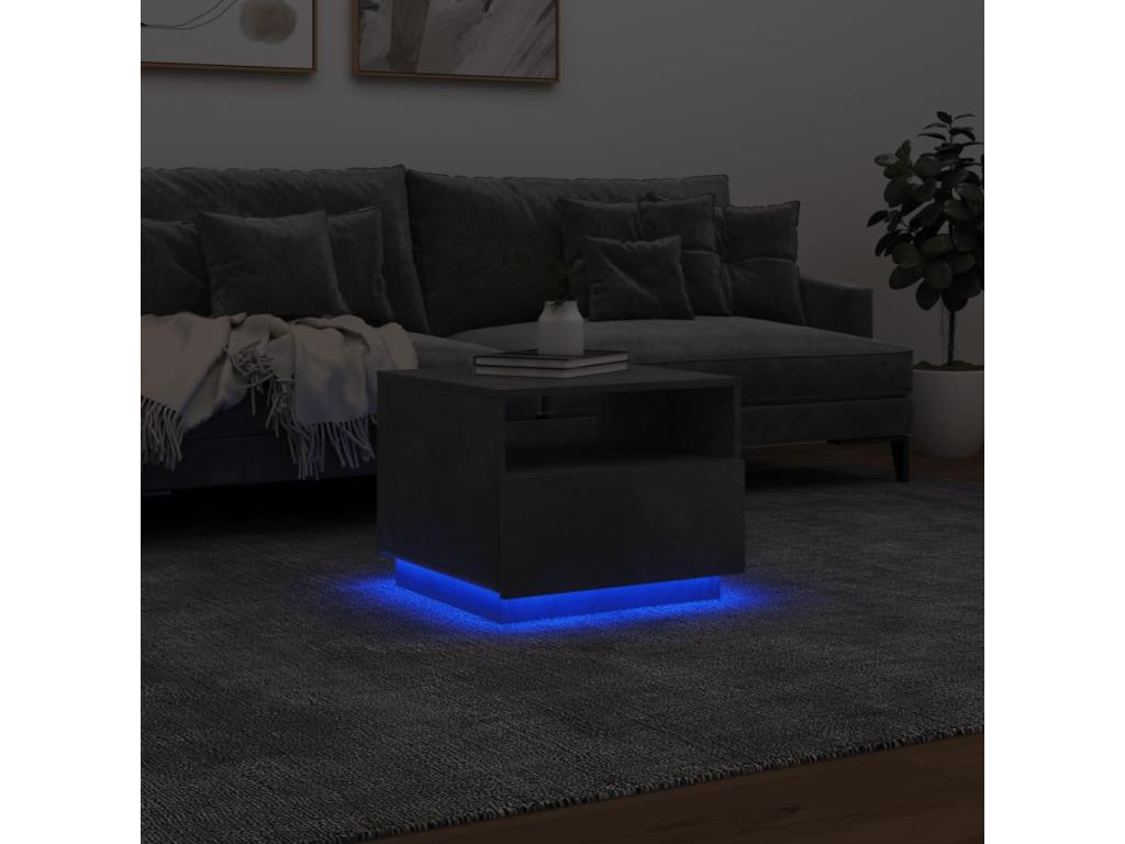 Coffee table with Laviecasaères LED lighting, concrete grey, 50x49x40 cm, MNON85667