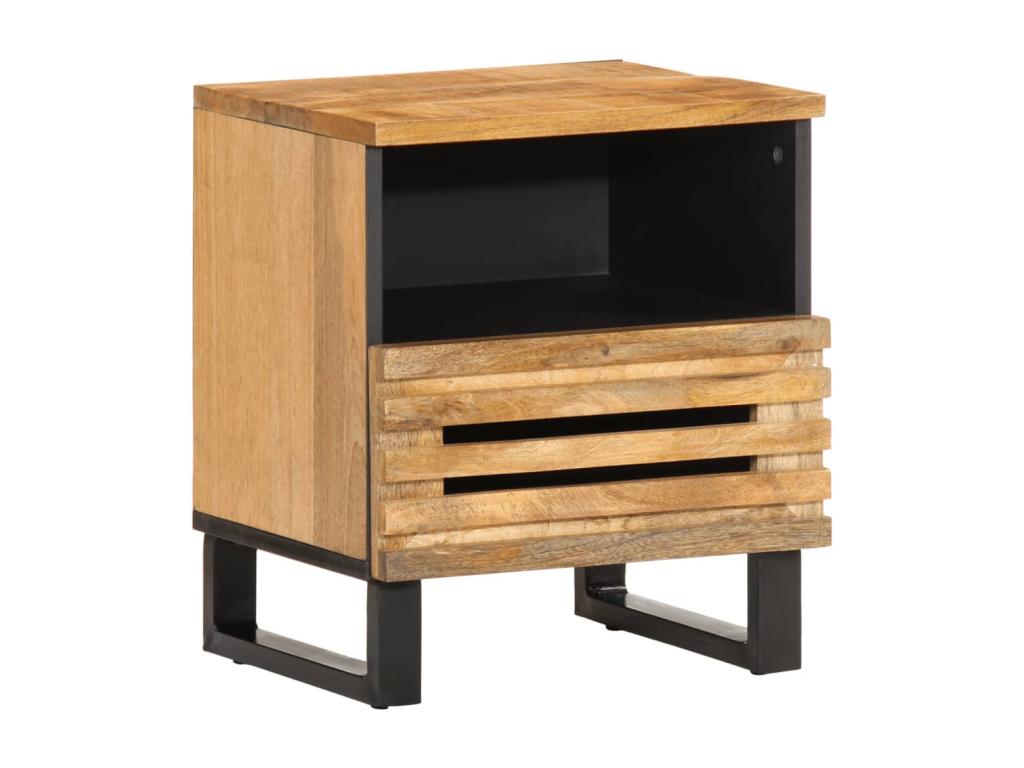 Bedside tables, 2 pieces, 40x34x46 cm, unfinished solid mango wood