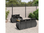 6-piece garden furniture set with cushions, black woven resin MTWE04457