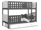 Meubiana Bunk Bed 80x160 White - white. Comes with slatted bed bases, drawers, and 7cm foam mattresses.