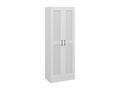 2-door wardrobe with 4 shelves, dimensions: 60L x 36.5W x 175H cm, black metal handles, white panels