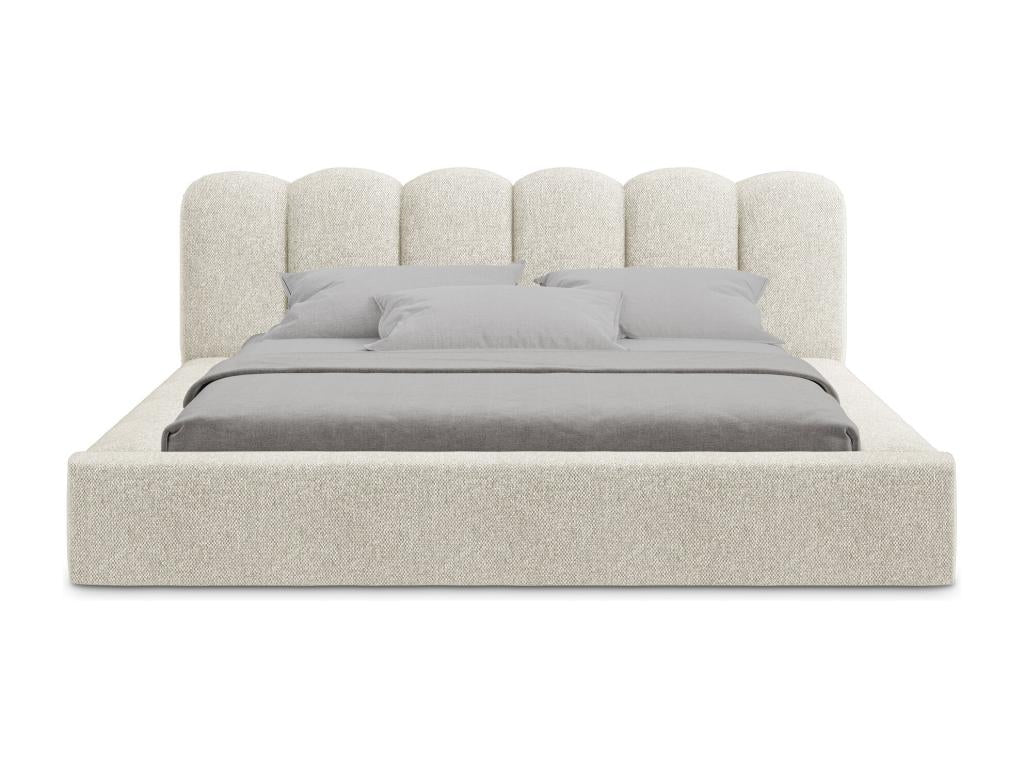 Upholstered bed with storage 220x238 - in Strukturstoff - dark beige - Meubiana
