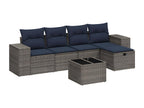 6-piece garden furniture set with grey resin wicker cushions YCFD86615