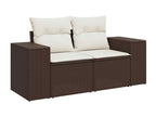 Garden furniture set with cushions, 7 pieces, brown woven resin, ARAP92134