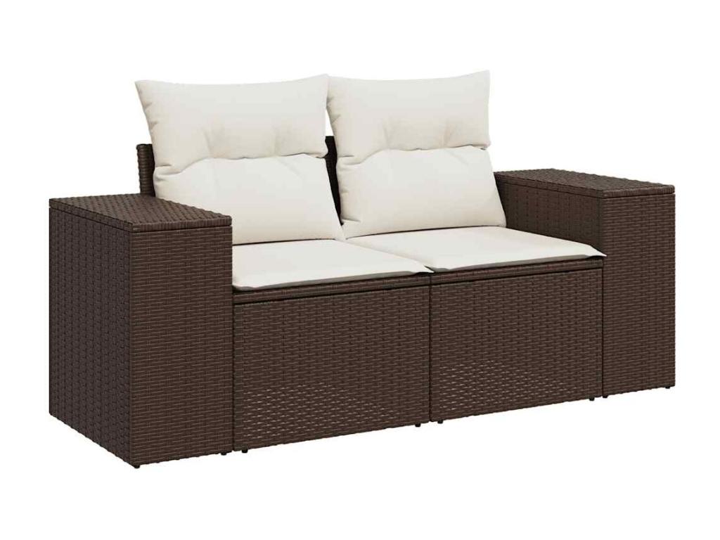 Garden furniture set with cushions, 7 pieces, brown woven resin, ARAP92134
