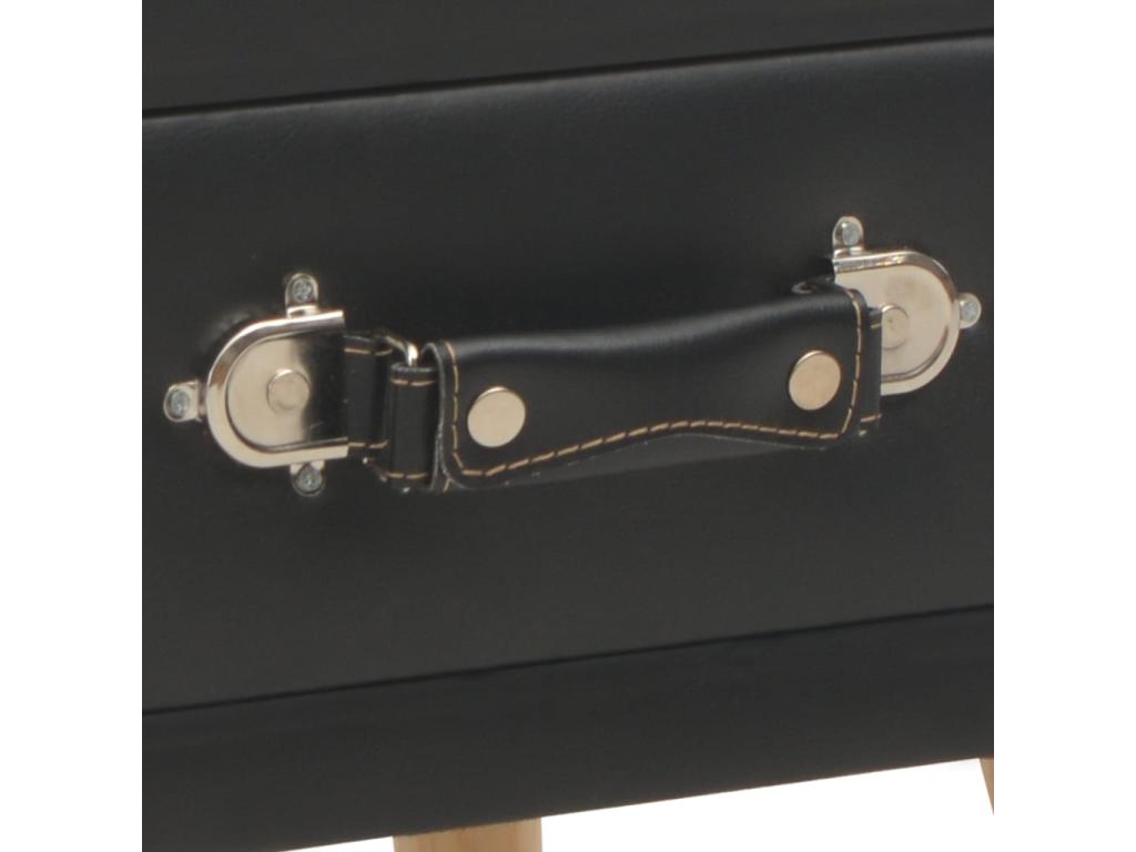 Black bedside table, 40x35x40 cm, faux leather