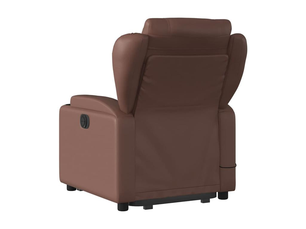 Brown faux leather electric reclining massage chair LHWH46415