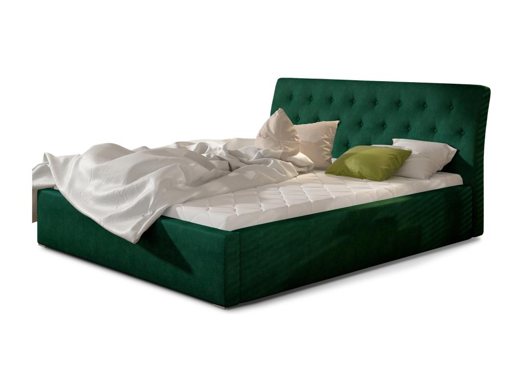 Venizia Upholstered Velvet Bed - Spinach Green - 160x200 - Storage Version USWZ01462