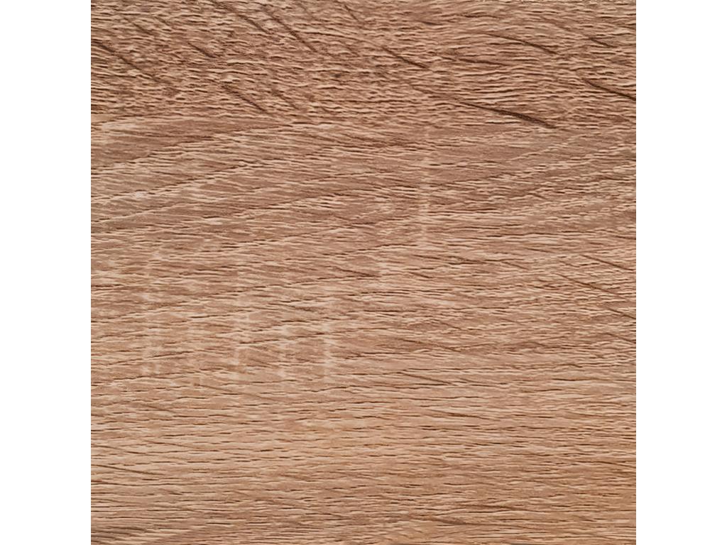 Console L- 125 cm in tempered glass with oak-effect drawer - ICE LYVK98156