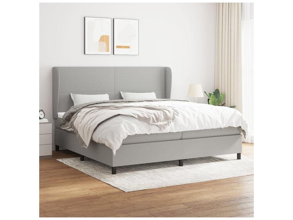 Laviecasa bed base with mattress, light grey, 200x200 cm, fabric, ZIUF58311