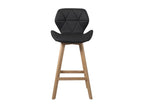 Set of 2 Scandinavian bar stools, 67cm, quilted faux leather, wooden legs, FATA black SJRQ66383