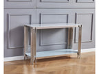 Meubiana console table with white marble and glass top, 120x40x78 cm