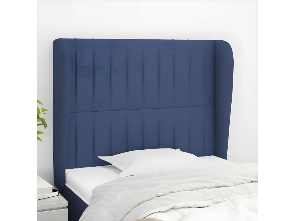 Headboard with wings, blue, 103x23x118/128 cm, fabric CPXY59605