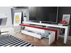 White and Grey Lacquered TV Stand 227cm RGB LED POWR26884