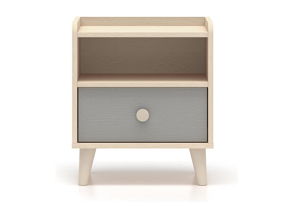 Laviecasa Beige and Grey 1-Drawer Bedside Table WVEL63001