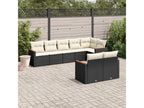 8-piece garden furniture set with cushions, black woven resin KDRI04232