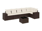 Garden furniture set with cushions, 7 pieces, brown woven resin, ARAP92134