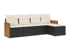 5-piece garden furniture set with cushions, black woven resin PTMC55460