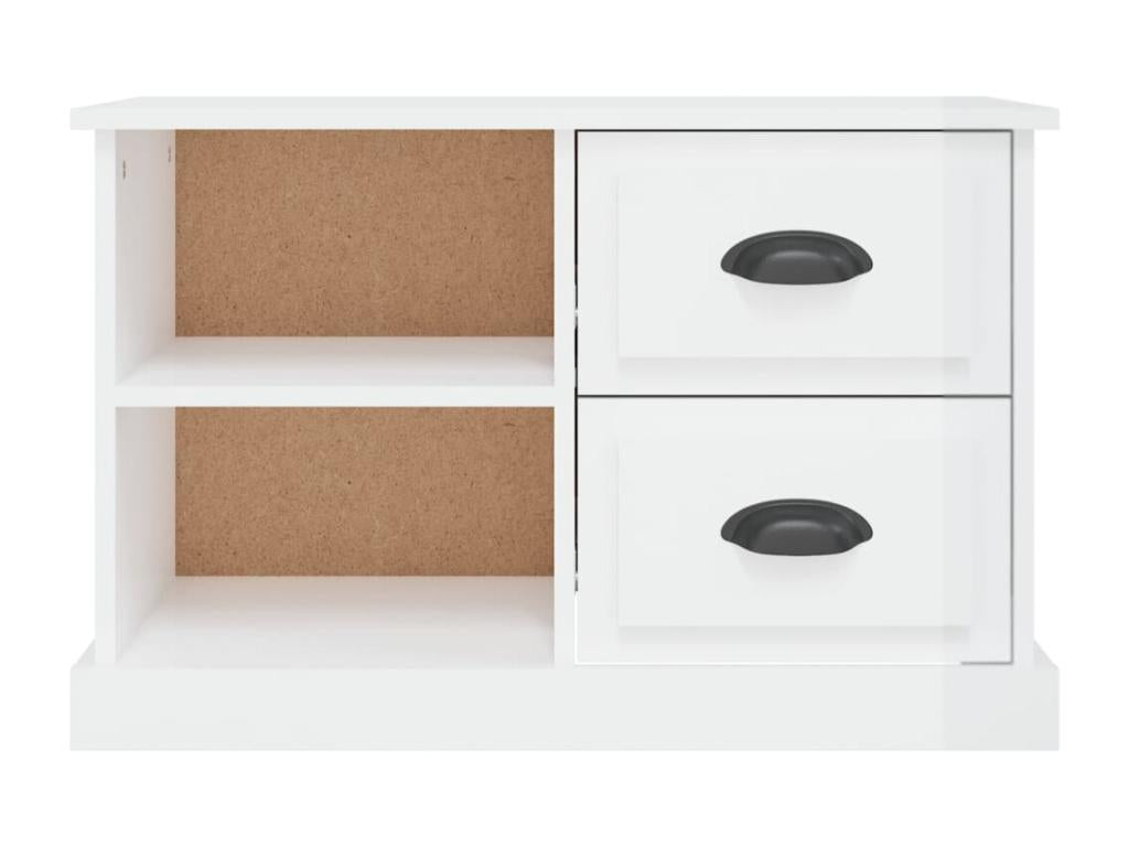 High-gloss white TV stand, 73x35.5x47.5 cm, engineered wood