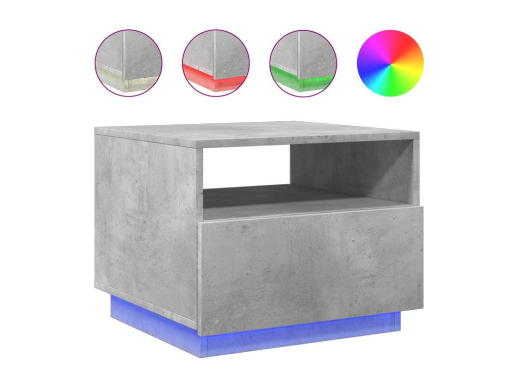 Coffee table with Laviecasaères LED lighting, concrete grey, 50x49x40 cm, MNON85667