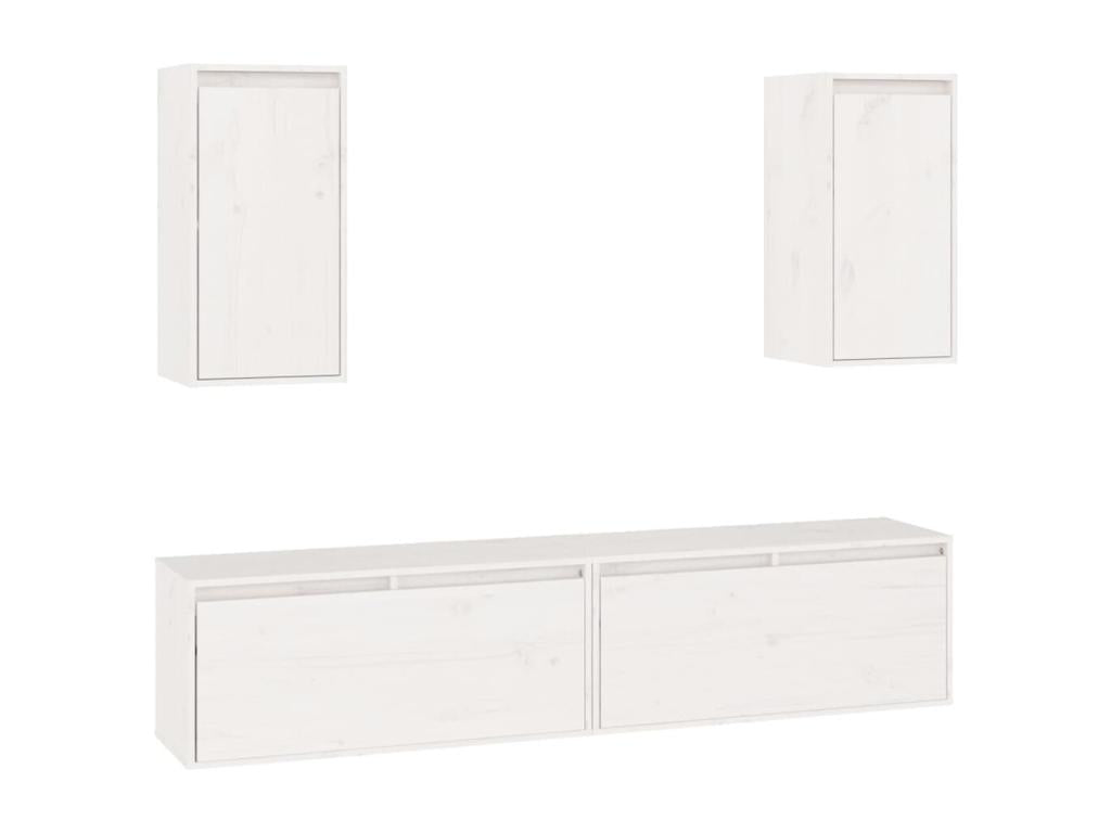 4-piece TV unit, white, solid pine wood, TLRE57582