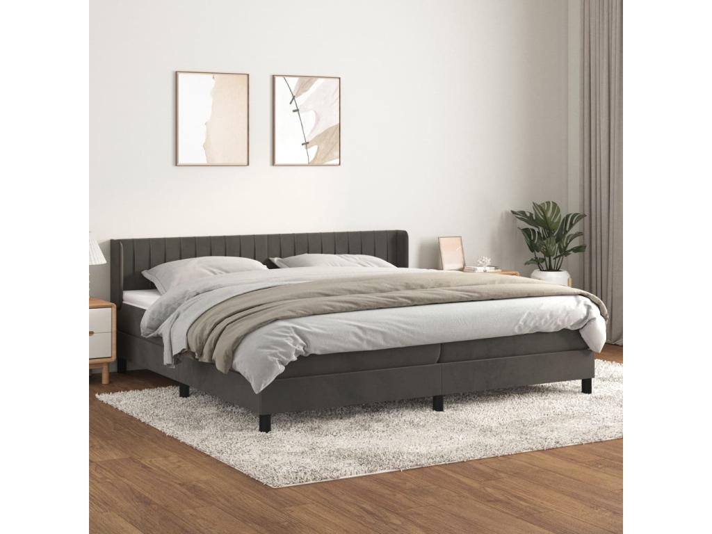 Meubiana bed base and mattress, Dark Grey 200x200cm Velvet