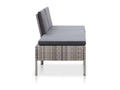 3-piece garden furniture set with cushions, grey woven resin