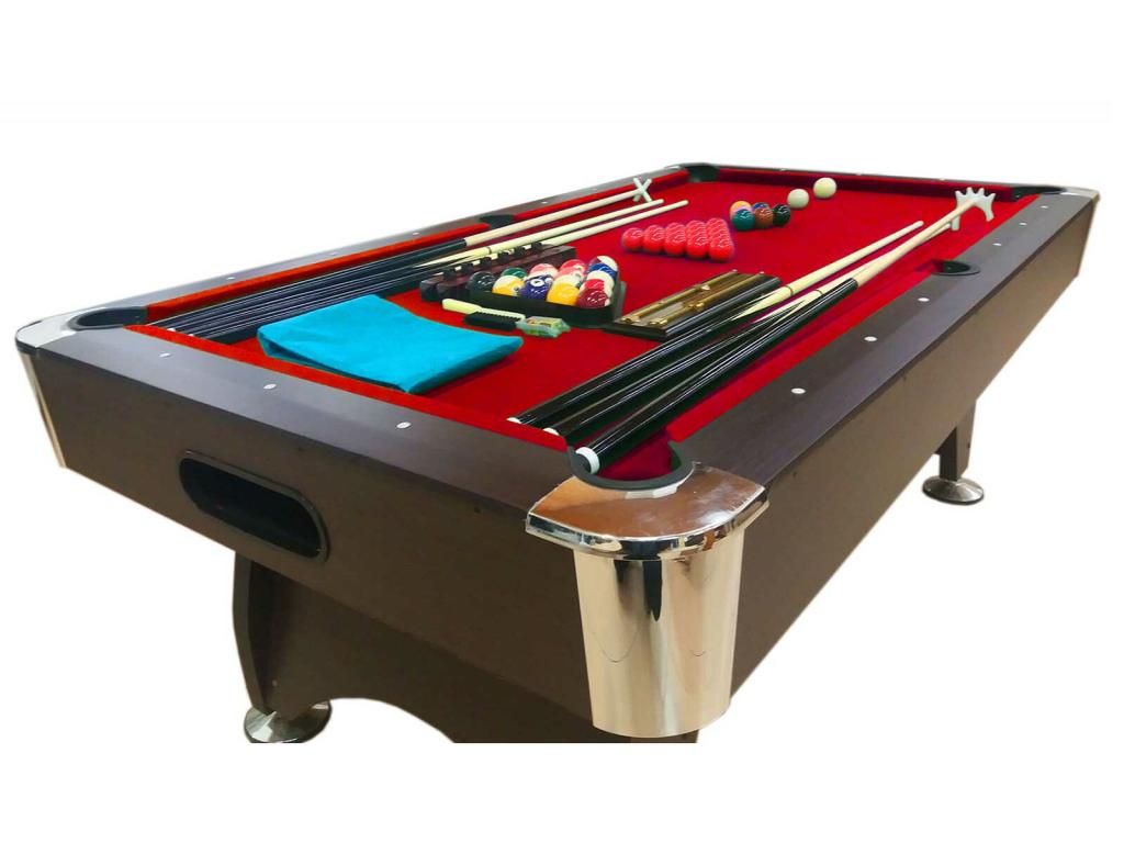 7-Foot Pool Table Complete with Accessories – Iron Red