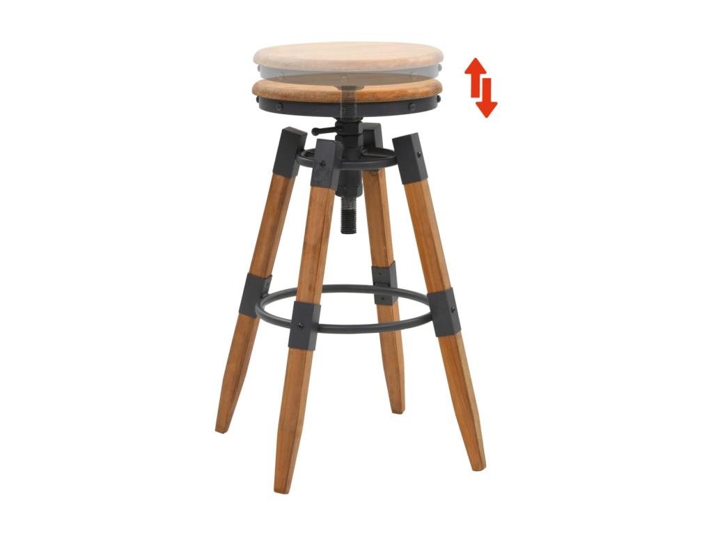Set of 2 solid fir wood bar stools