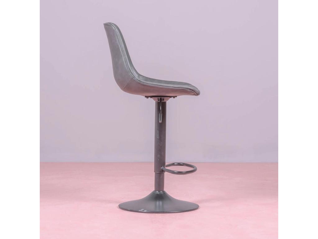 Adjustable stool with faux leather upholstered backrest - Meubiana - Grey