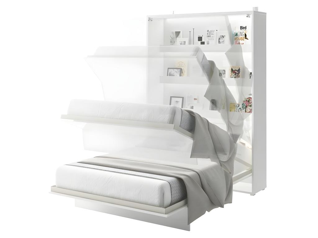 Laviecasa Horizontal Wall Bed 140x200 cm Matte White Folding Bed Wall Bed Consus ZOFF44394