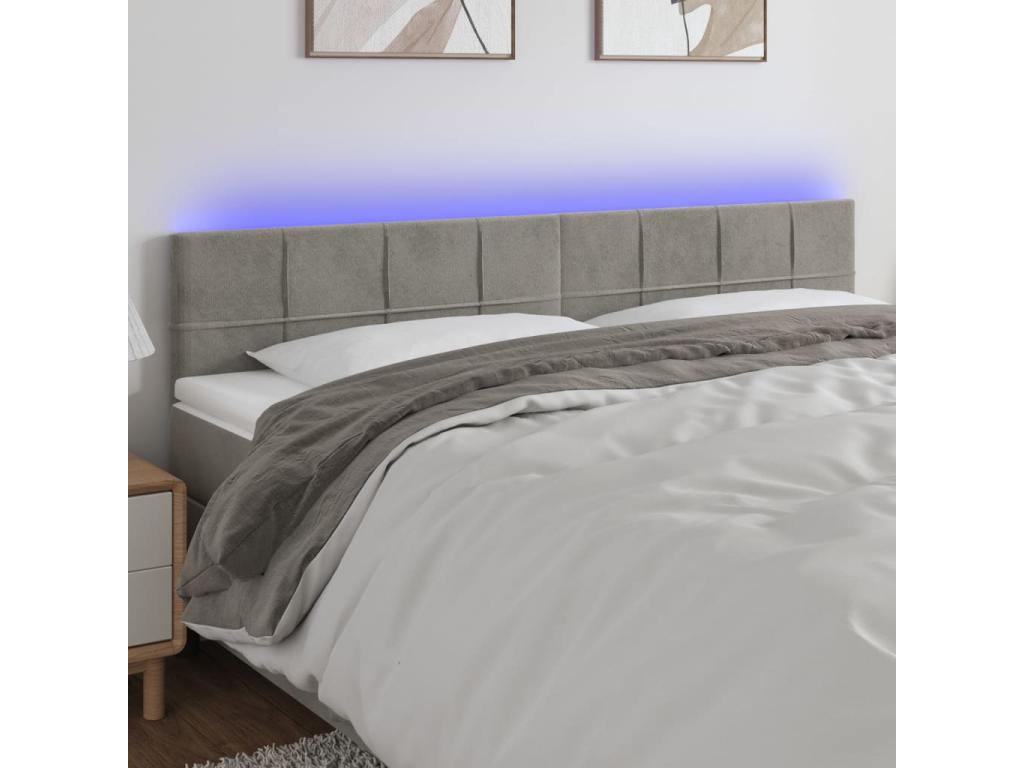 Light Grey LED Headboard 200x5x78/88 cm Velvet