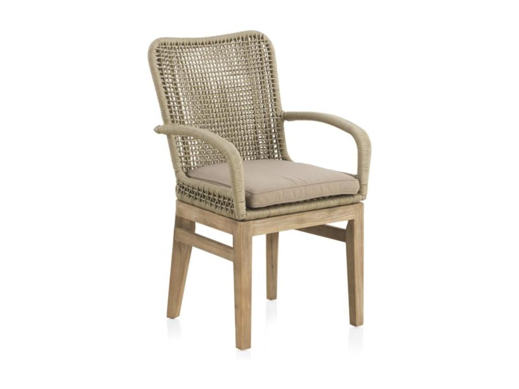 Set of 4 Meubiana wooden armchairs with rope braiding and Meubiana cushions