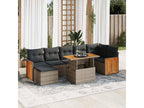 Meubiana 7-piece garden furniture set with cushions, grey woven resin