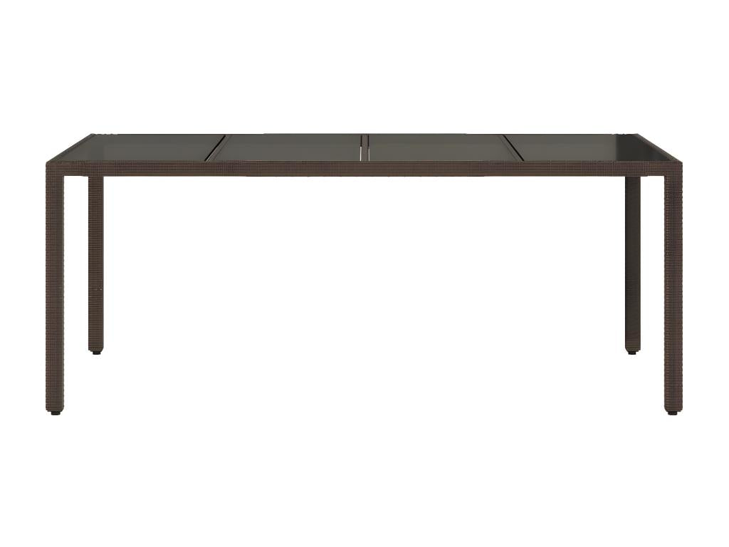 Laviecasa Premium - Garden table with brown glass top and woven resin YFQI23901