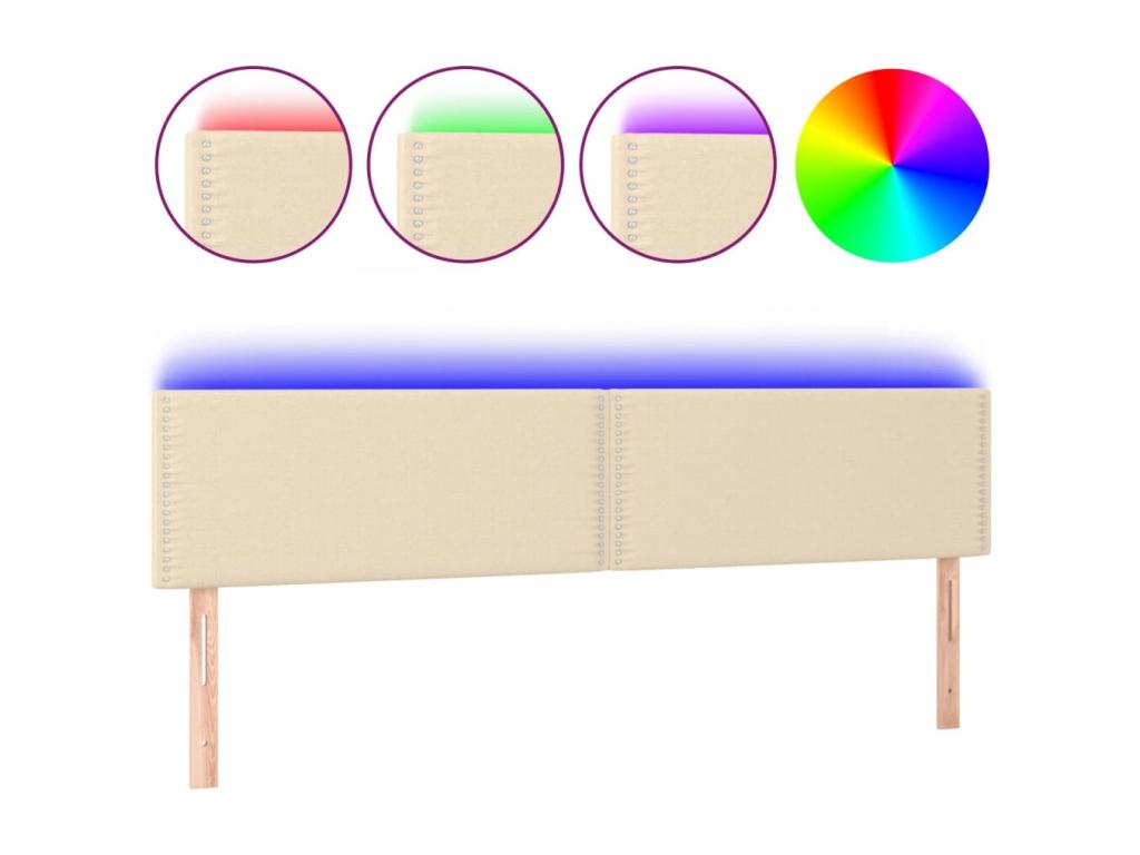 Cream LED Headboard 200x5x78/88 cm Fabric FZMW17193